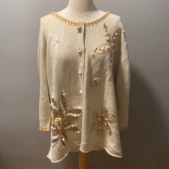 Storybook Knits Sweaters - 🔥Vintage HSN Story Book Knits Seashell Nautical cardigan